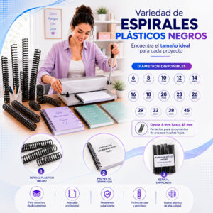 Espirales Plásticos - Negros para Anillar