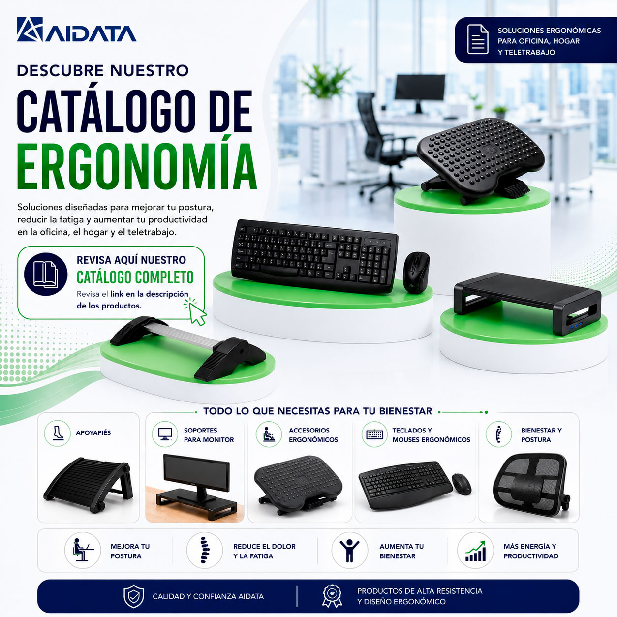 Apoya Pies Ergonómico AIDATA One Piece - para Oficina y Home - Imagen 6