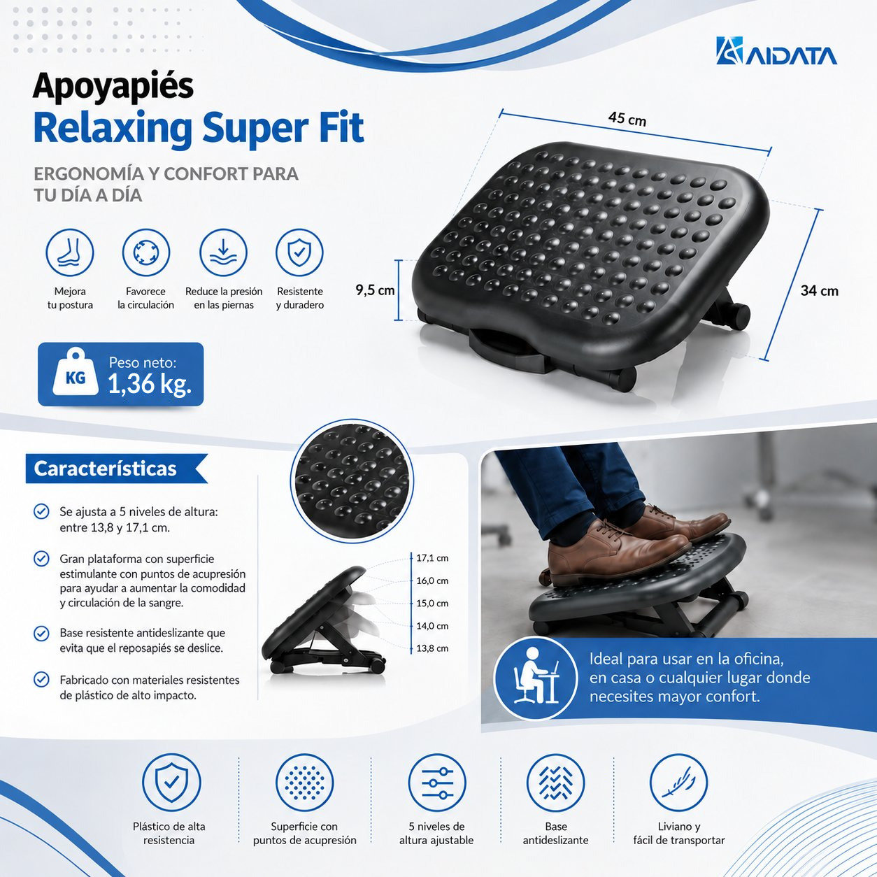 Apoya Pies Ajustable Relaxing SKU FR008 - Termolam (imagen 3)