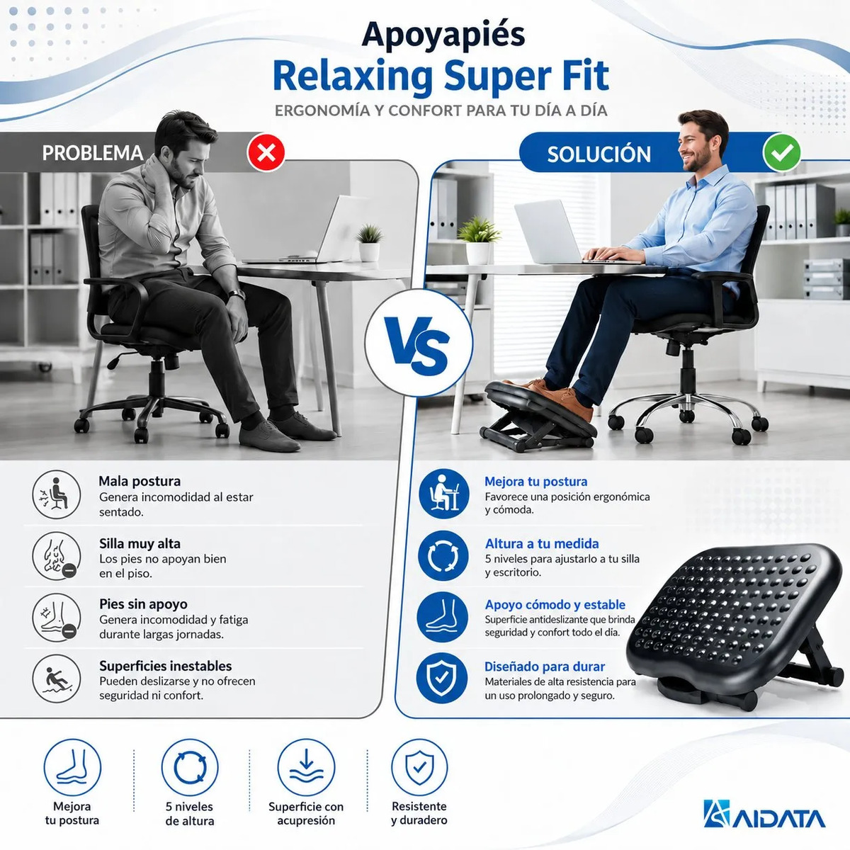 Apoya Pies Ajustable Relaxing SKU FR008 - Termolam (imagen 4)