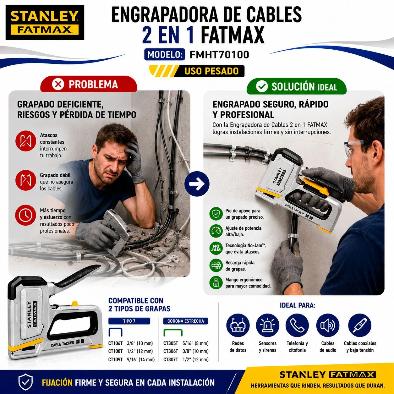 Engrapadora de Cables 2 en 1 Stanley FATMAX FMHT70100 - imagen 3