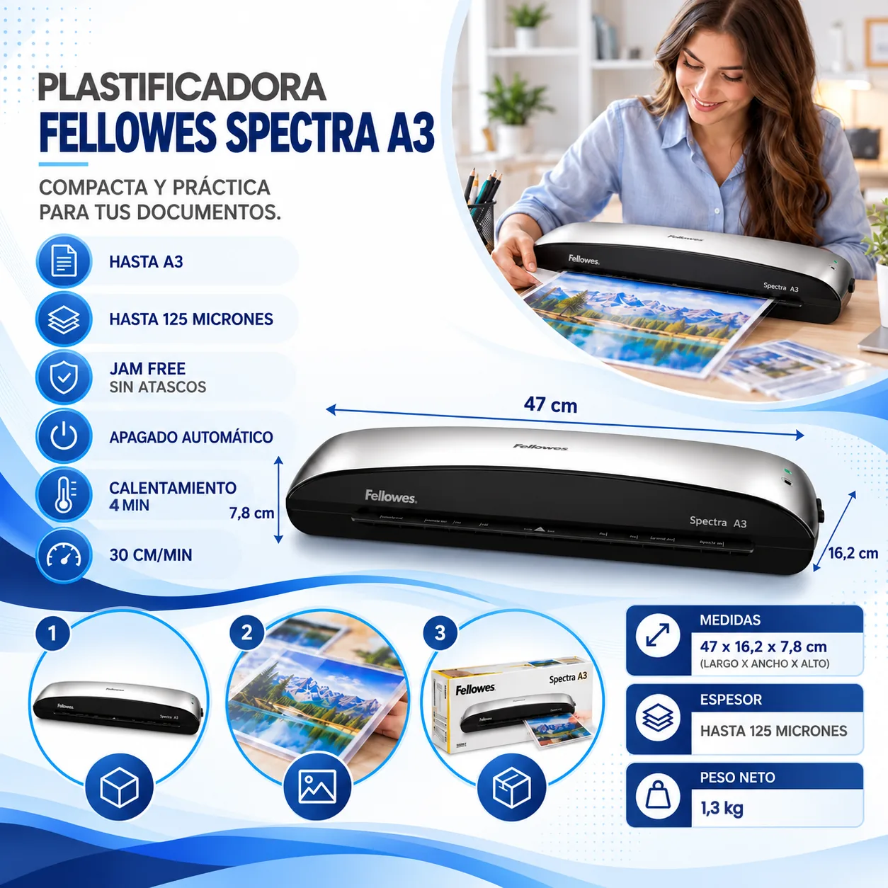 Plastificadora Fellowes Spectra A3 – dimensiones