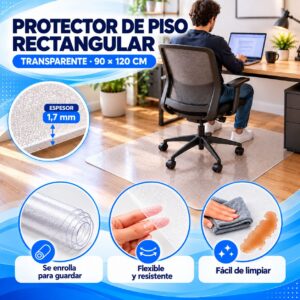 Protector de piso rectangular transparente 90x120 cm