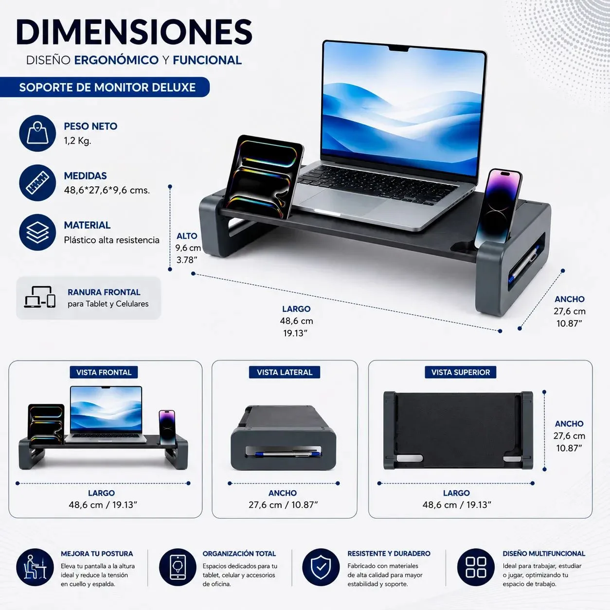 Soporte para Monitor y Laptop AIDATA Deluxe | Ergonómico
