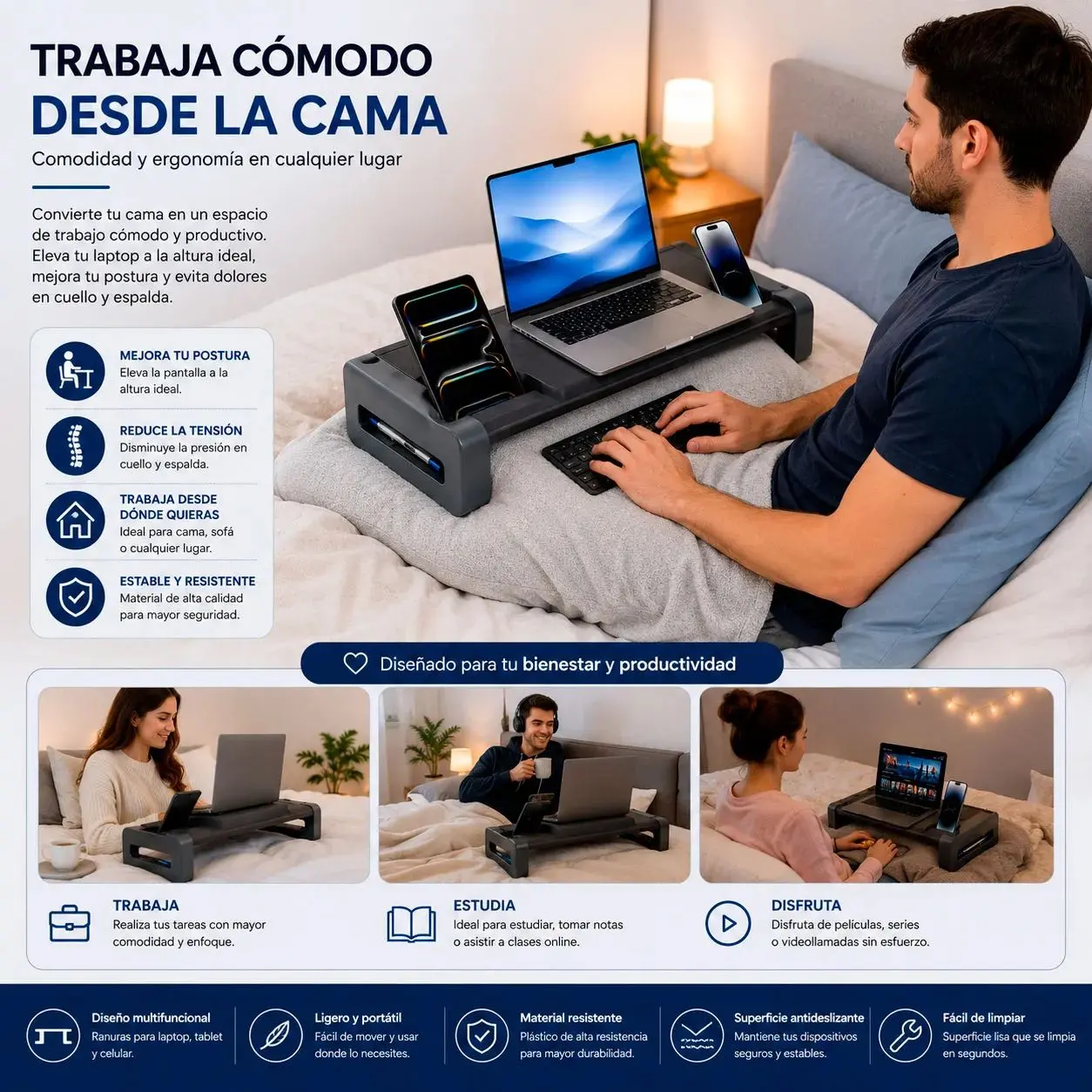 Soporte para Monitor y Laptop AIDATA Deluxe | Ergonómico