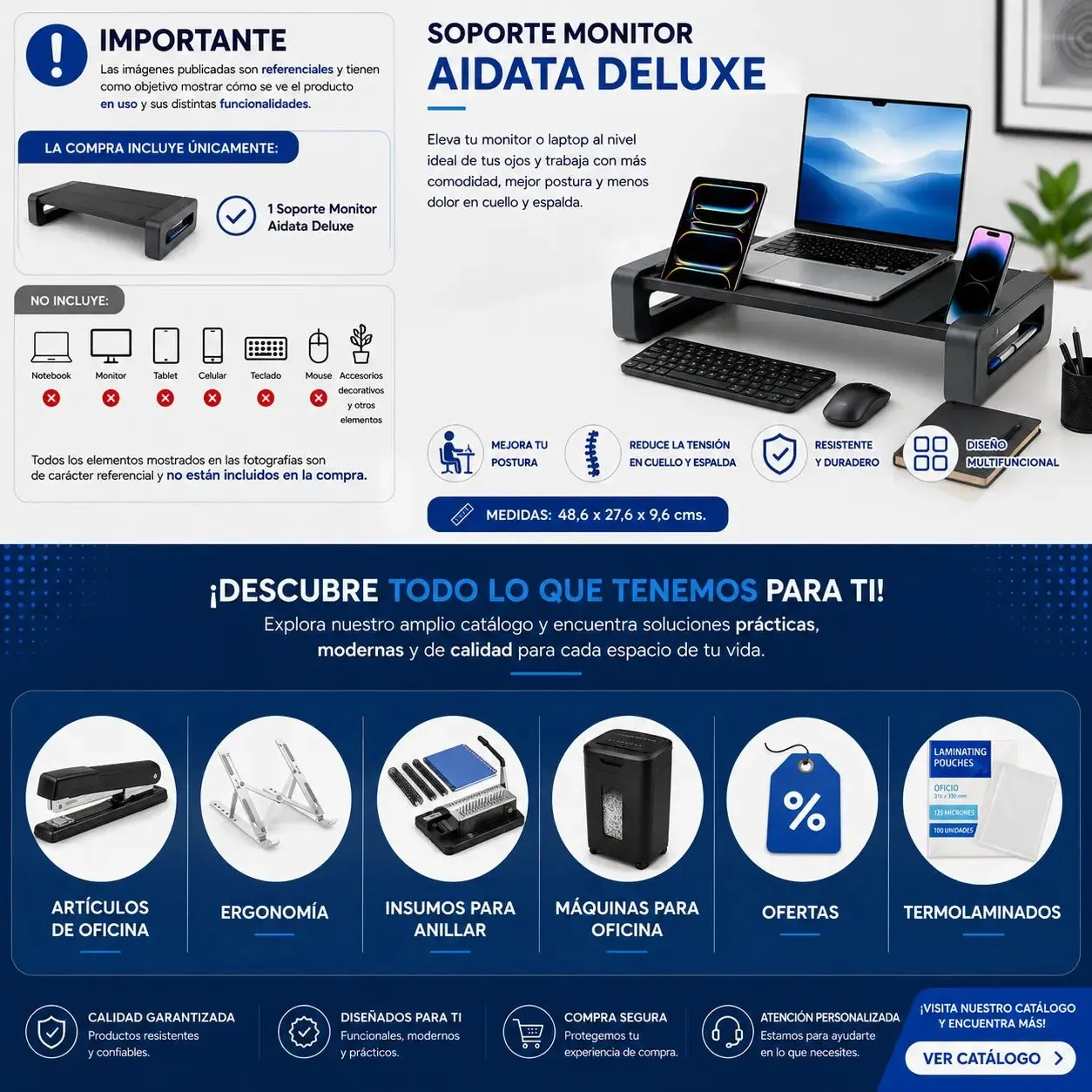 Soporte para Monitor y Laptop AIDATA Deluxe | Ergonómico